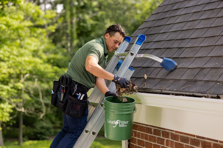 Bismarck LeafFilter professional cleaning gutters